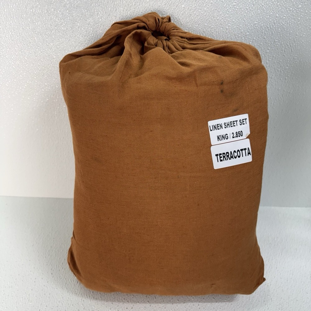 Quince European Linen Sheet Set 4 Piece KING Terracotta